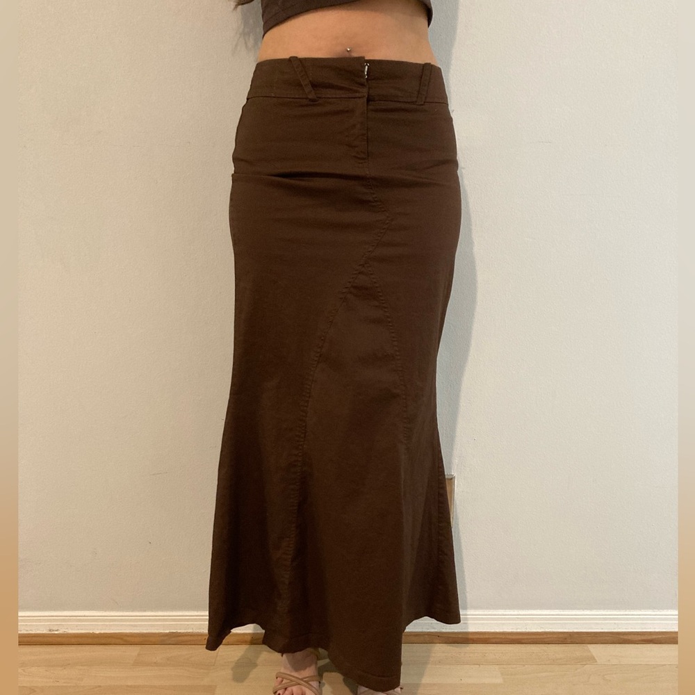 Y2K Chocolate Brown Mermaid Maxi Skirt